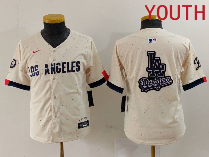 Youth Los Angeles Dodgers Blank Cream Fashion Nike Game MLB Jersey style 6296->youth mlb jersey->Youth Jersey